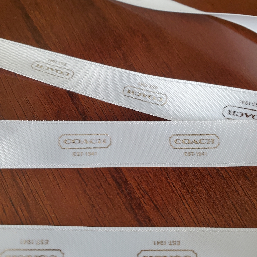 COACH Ribbon Gift Wrap 3 Yards White & Silver- Make Designer Bows for Presents